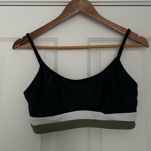 CUPSHE Stylish Black and Green Women's Bralette Swim Top.